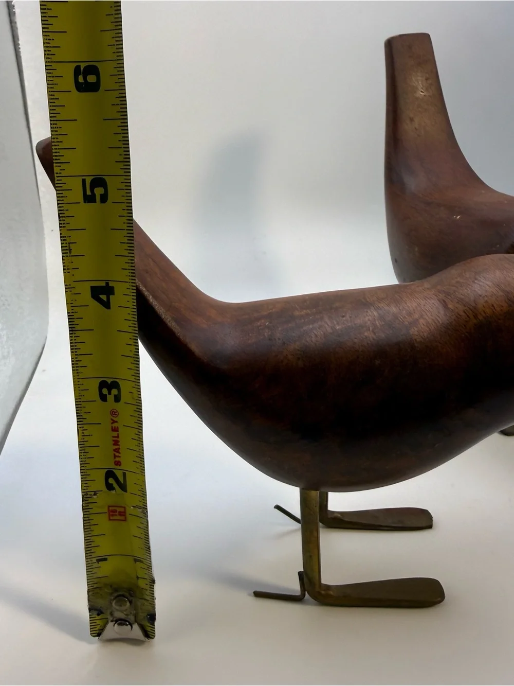 MCM Vintage Style Teak Wood Bird Sculptures Brass Legs Set of 3 Danish Modern
